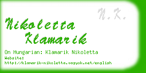 nikoletta klamarik business card